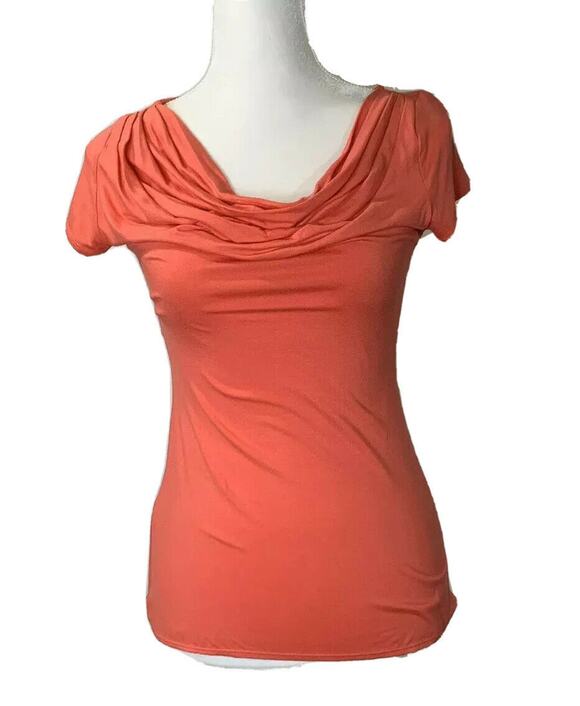 Max Studio Tops - Sophie max Women’s Deep Coral Orange Cowl Neck Ruched Sides, Size s blouse top